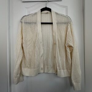 Uniqlo Cream Open Knit Button-Front Women's Cardigan